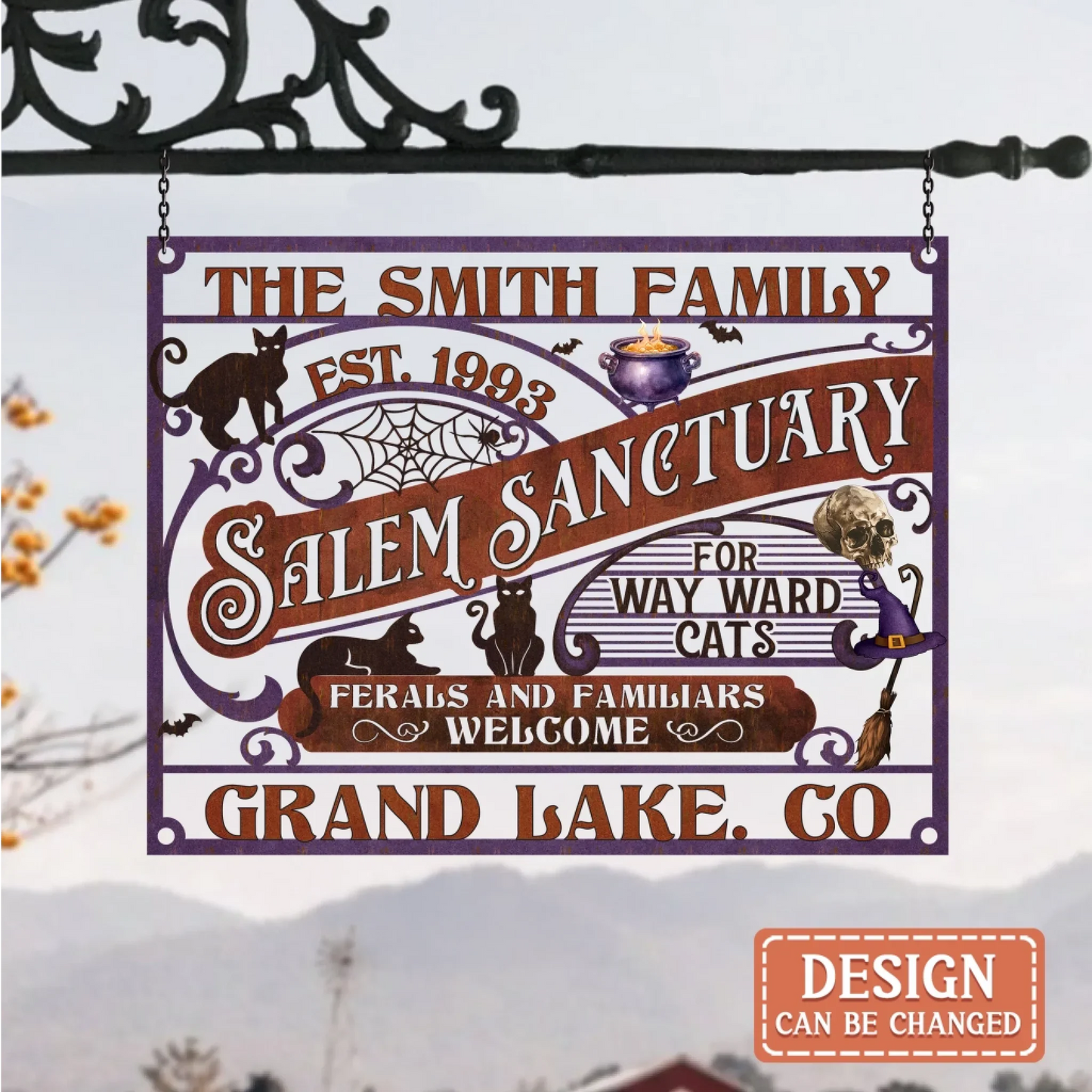 Personalized Salem Sanctuary Metal Sign - Gift Idea For Witch Lover - Ferals And Familiars Welcome