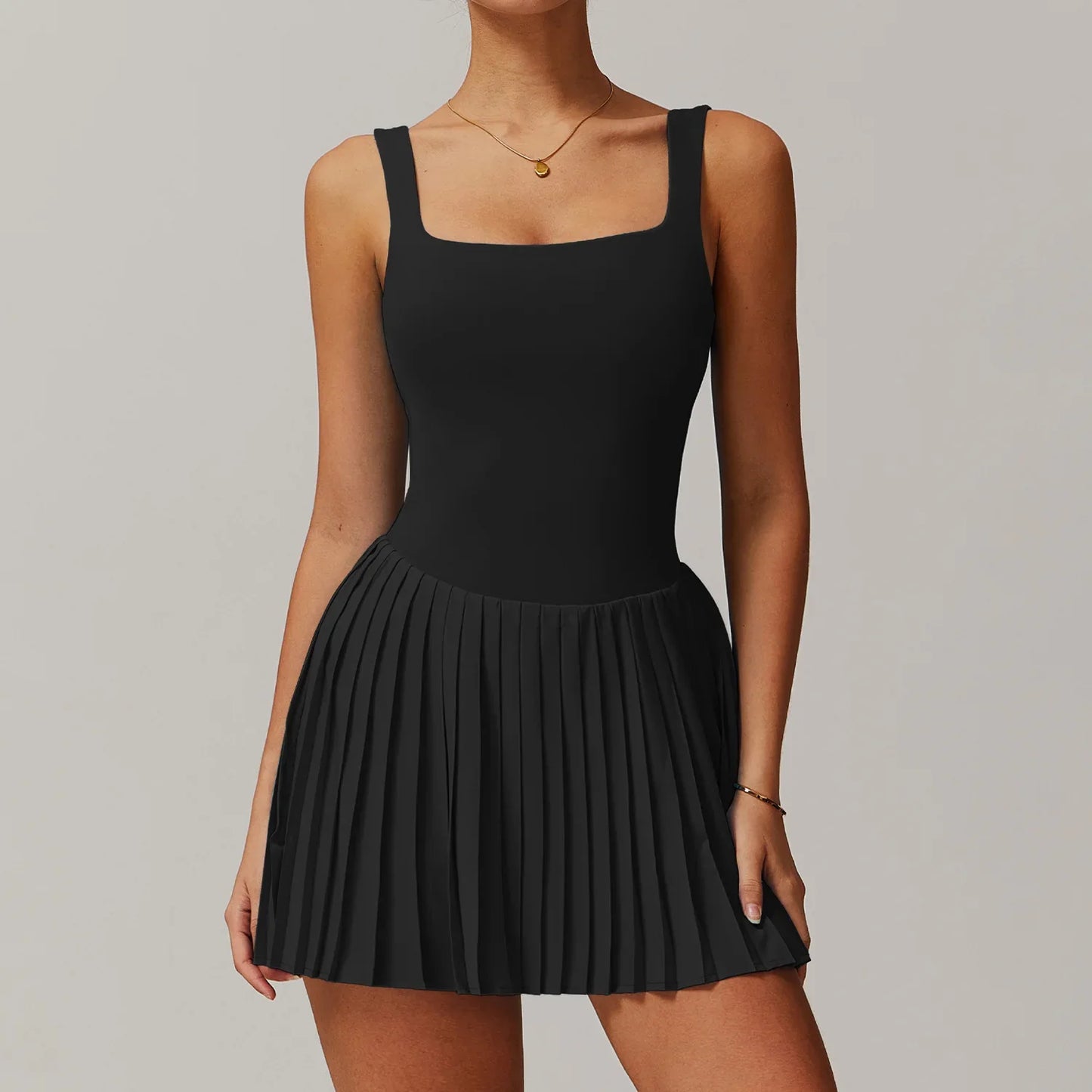Tennis Jumpsuit with Pockets & Pleats