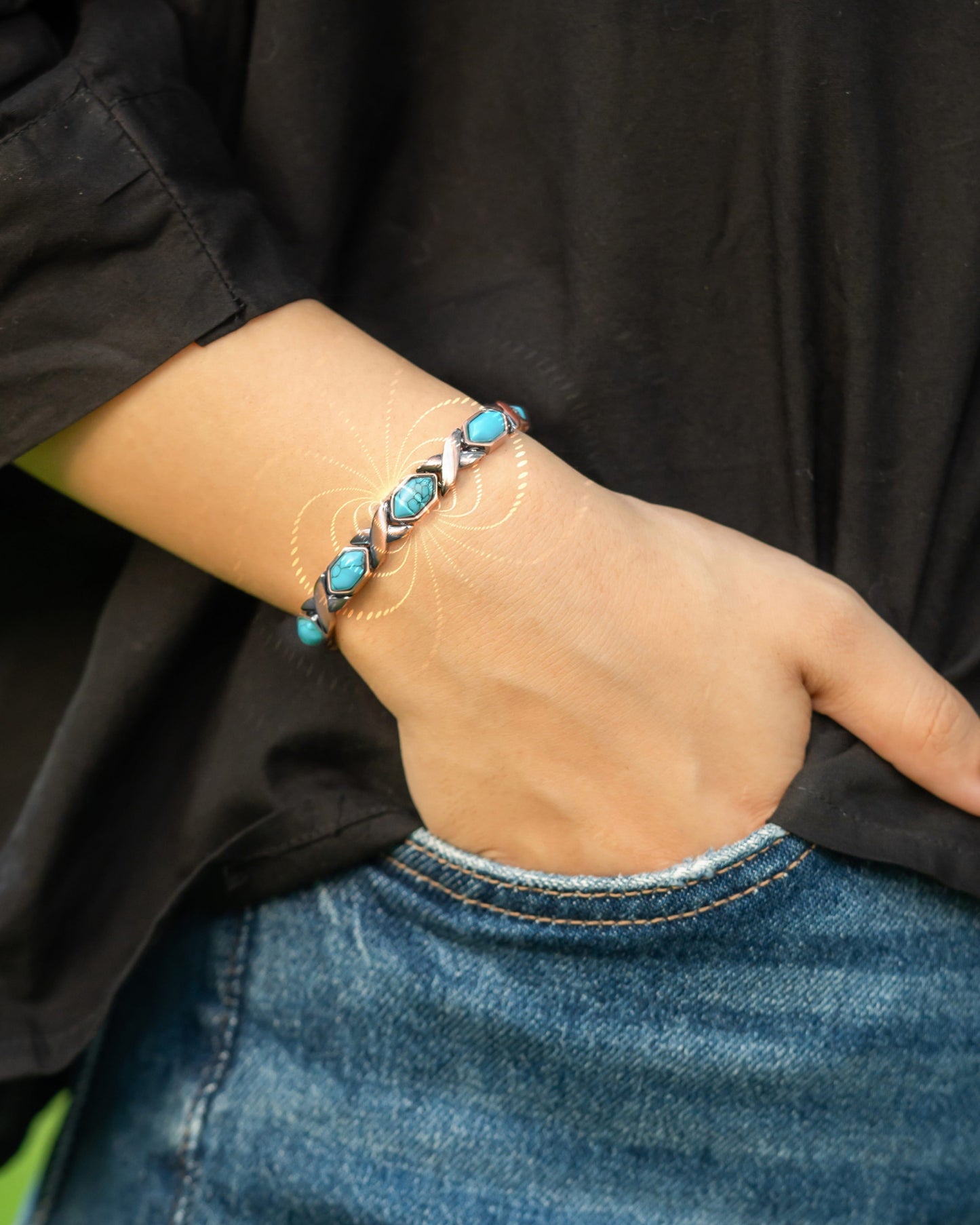 Women's Ultra Strength Pure Copper Magnetic Bracelet (Turquoise XO)