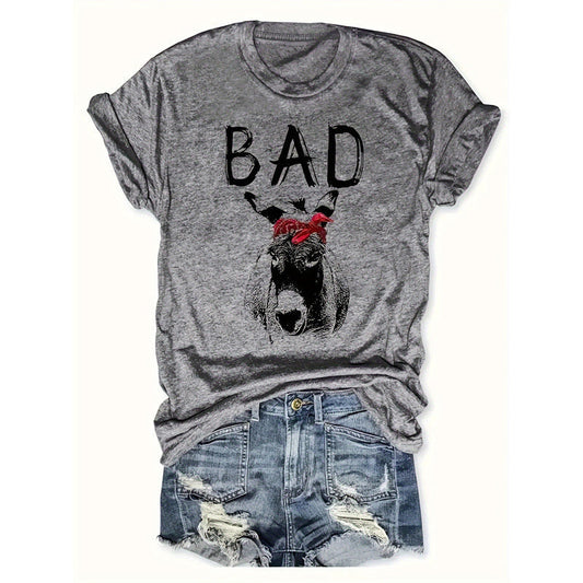 Women's Animal Letter Print Casual Short Sleeve T-Shirt