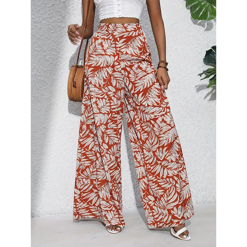 Women’s Printed High‑Waist Wide‑Leg Palazzo Pants