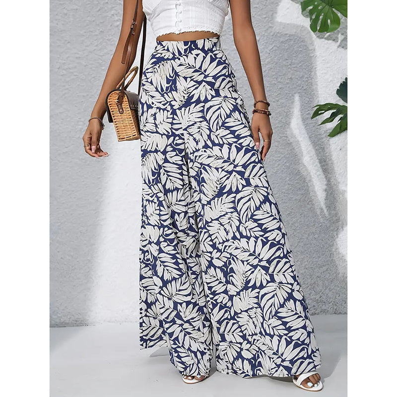Women’s Printed High‑Waist Wide‑Leg Palazzo Pants