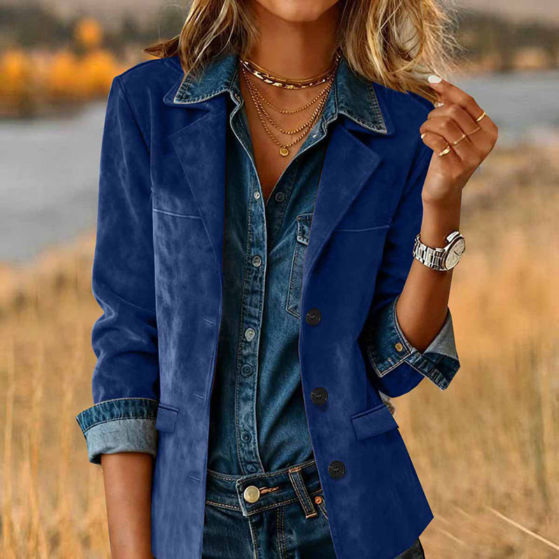 Plus Size Women's Solid Color Blazer Jacket
