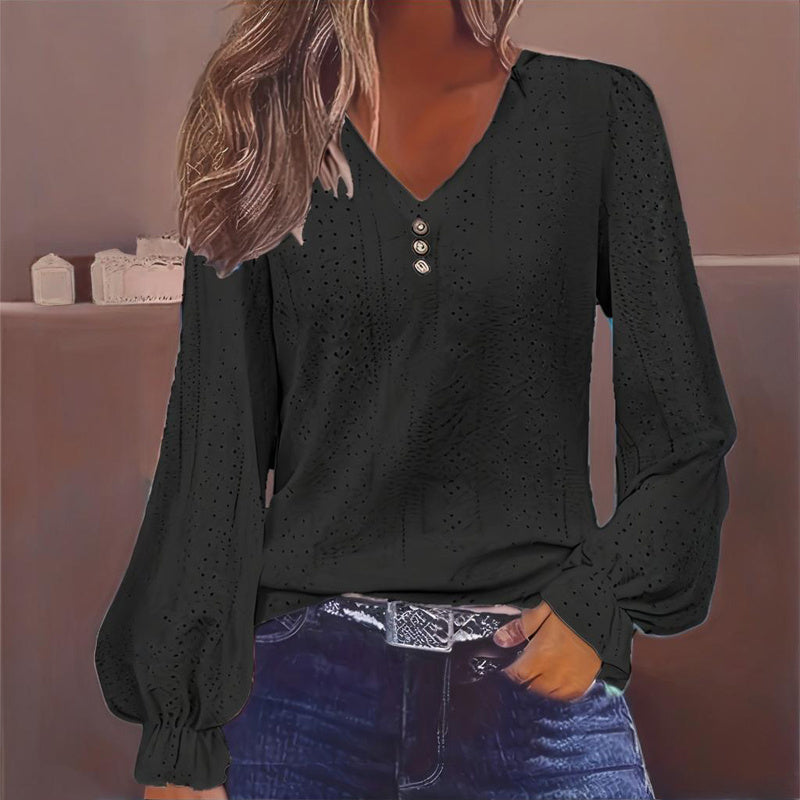 Plus Size Women's V-Neck Solid Top