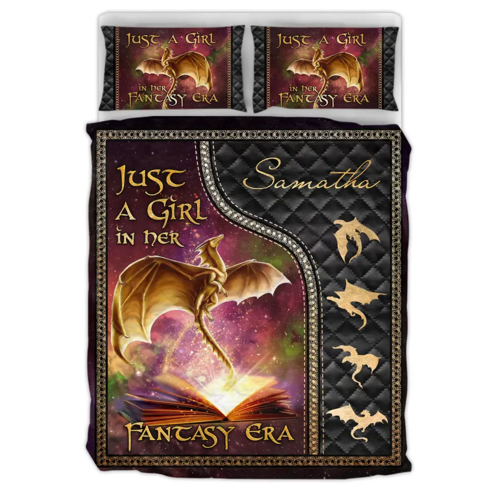 Personalized Fantasy Book Reading Quilt Bed Sets - Gift Idea For Books Lover - Just A Girl In Her Fantasy Era