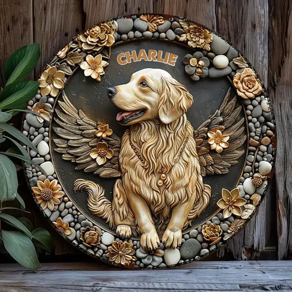 Personalized Dog With Wings Metal Sign - Gift Idea For Dog Lover