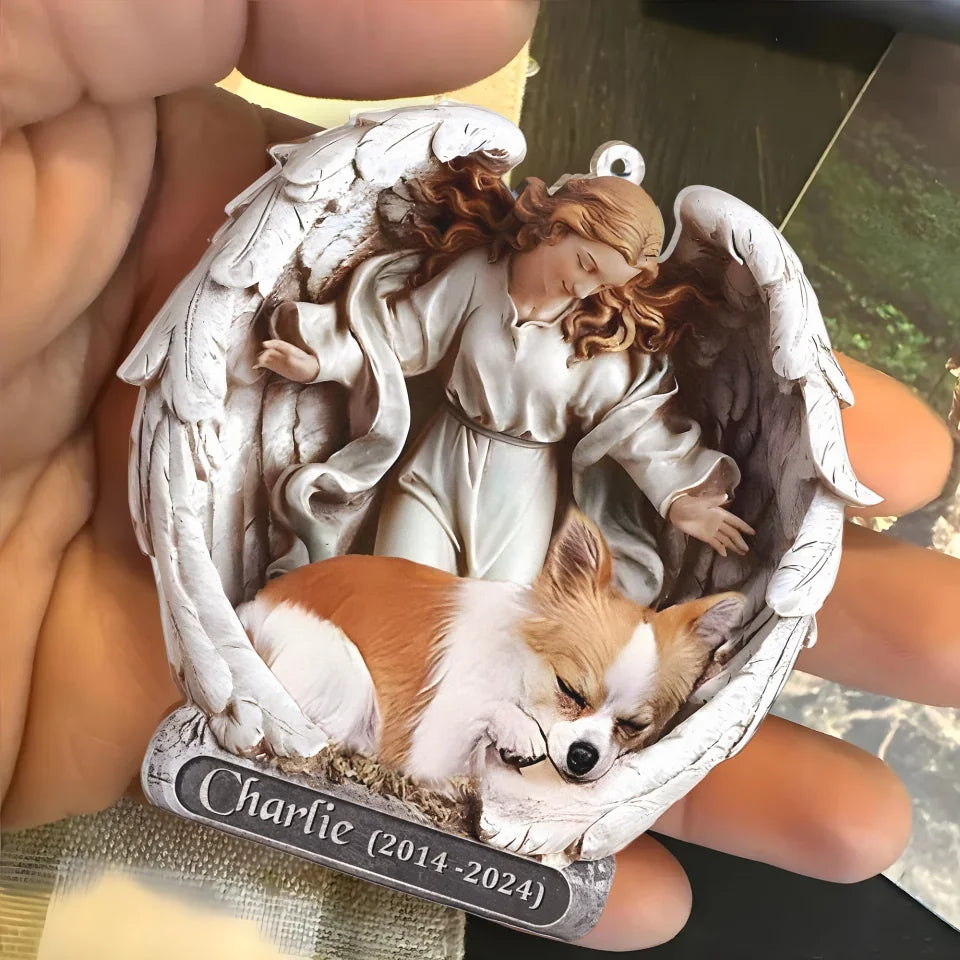 Personalized Dog Sleeping Angel Acrylic Ornament - Memorial Gift For Dog Owner - Upload Photo