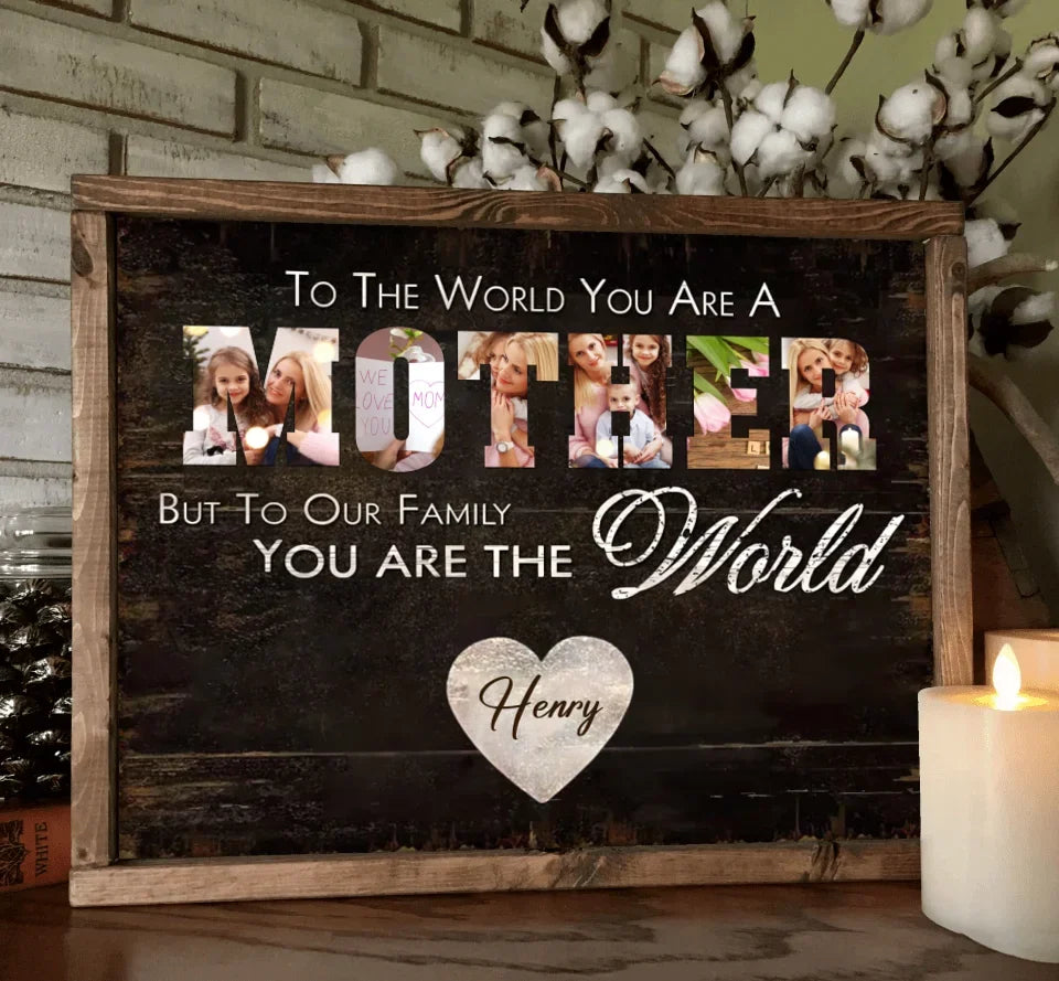 Personalized Mother Poster - Upload Photo - Gift Idea For Mother - To Our Family You Are The World