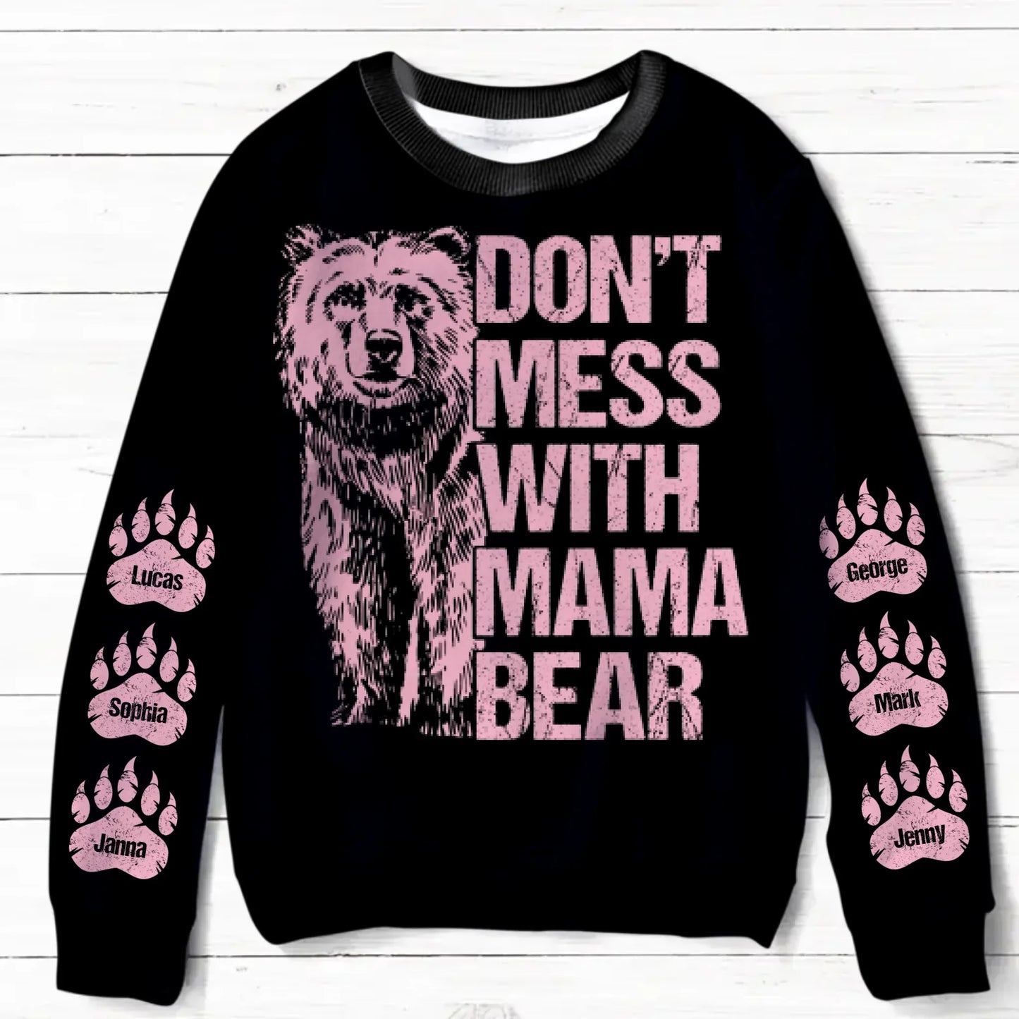 Personalized Bear AOP Sweater - Gift Idea For Mother's Day With Up To 6 Kids - Don't Mess With Mama Bear