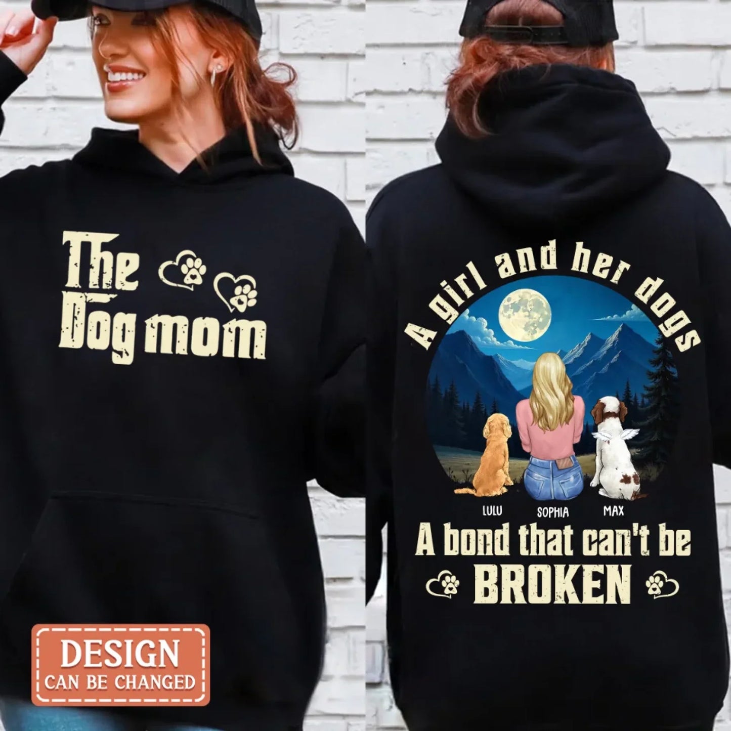 Personalized Dog Mom T-shirt/ Hoodie/ Sweater - Mother's Day Gift Idea For Dog Lover - A Girl And Her Dogs A Bond That Can't Be Broken