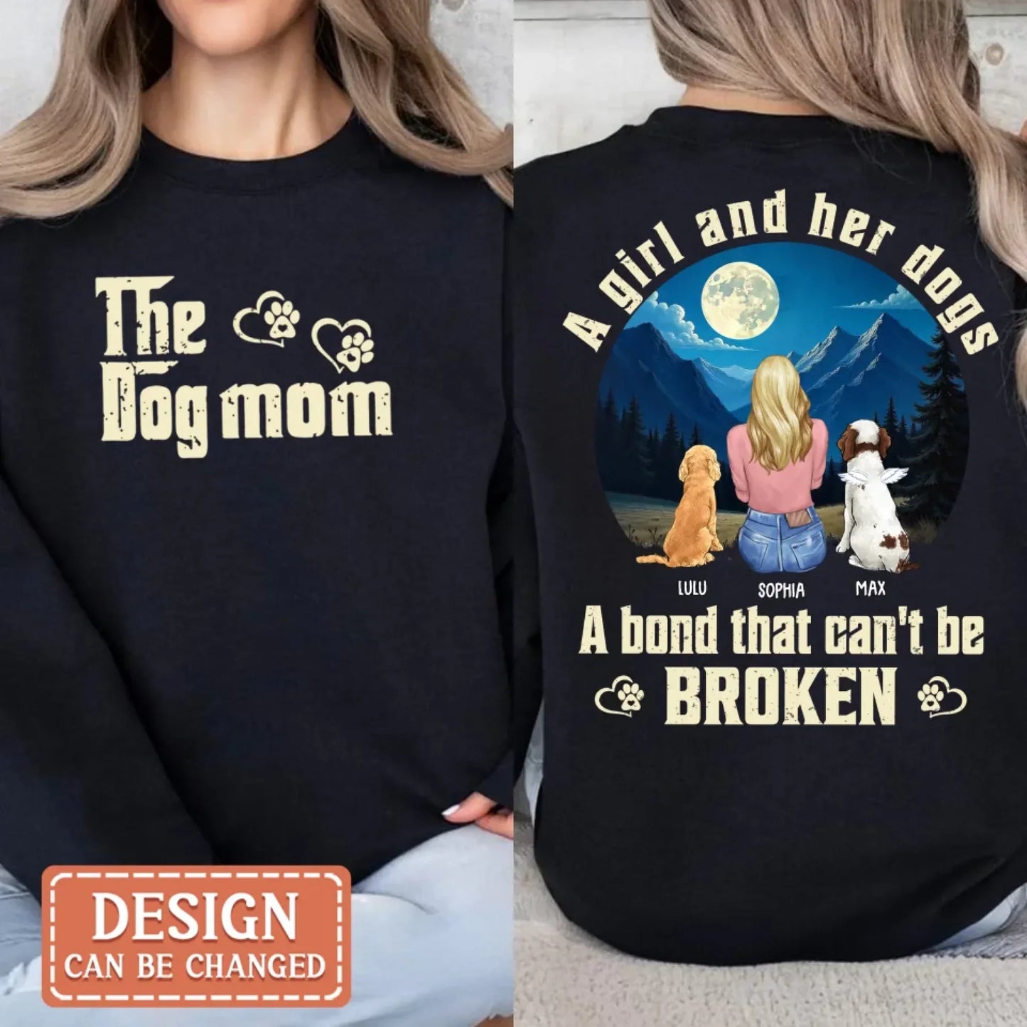 Personalized Dog Mom T-shirt/ Hoodie/ Sweater - Mother's Day Gift Idea For Dog Lover - A Girl And Her Dogs A Bond That Can't Be Broken