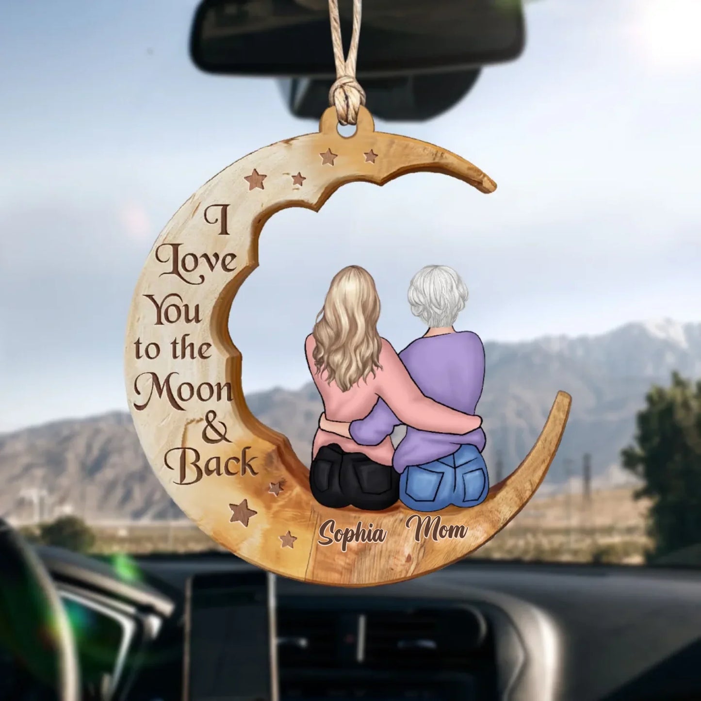 Personalized Moon Mother & Daughter Wooden Ornament - Mother's Day Gift Idea - I Love You To The Moon & Back
