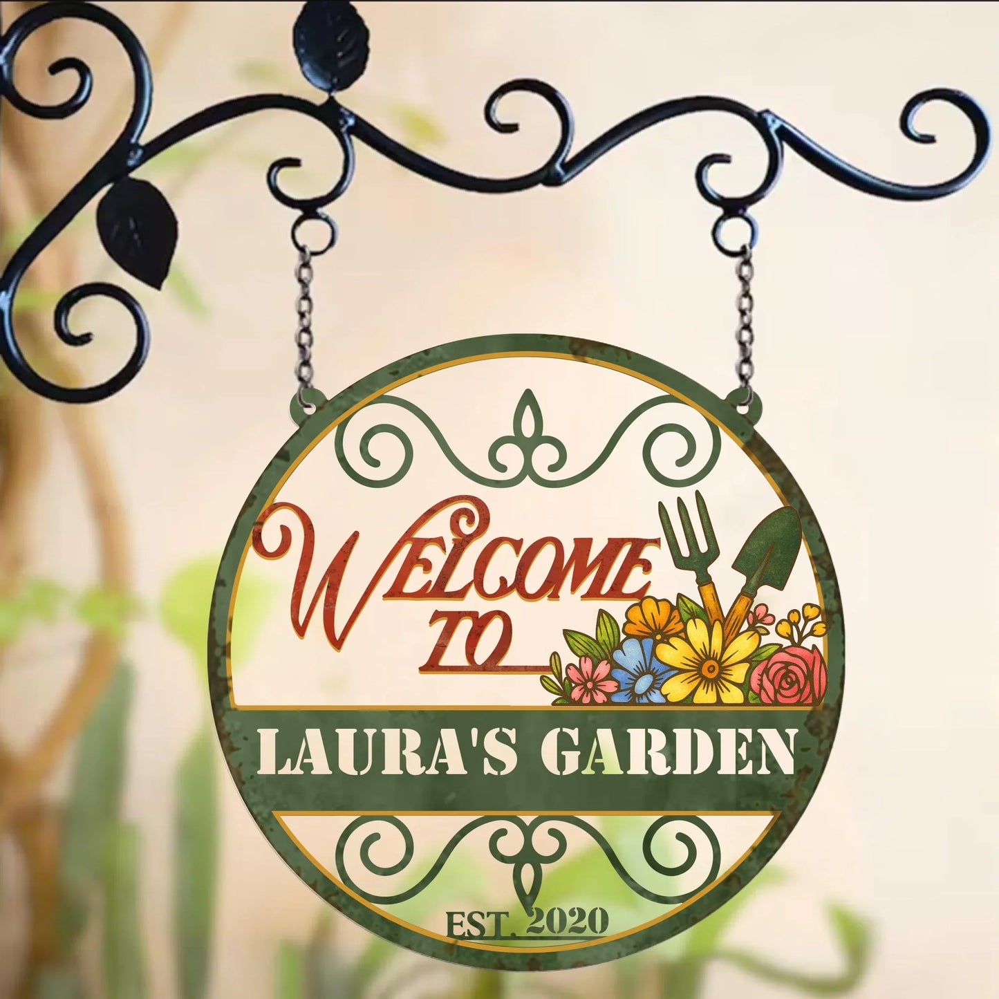 Custom Personalized Garden Metal Sign - Gift Idea For Mom/ Grandma/ Garden Lover