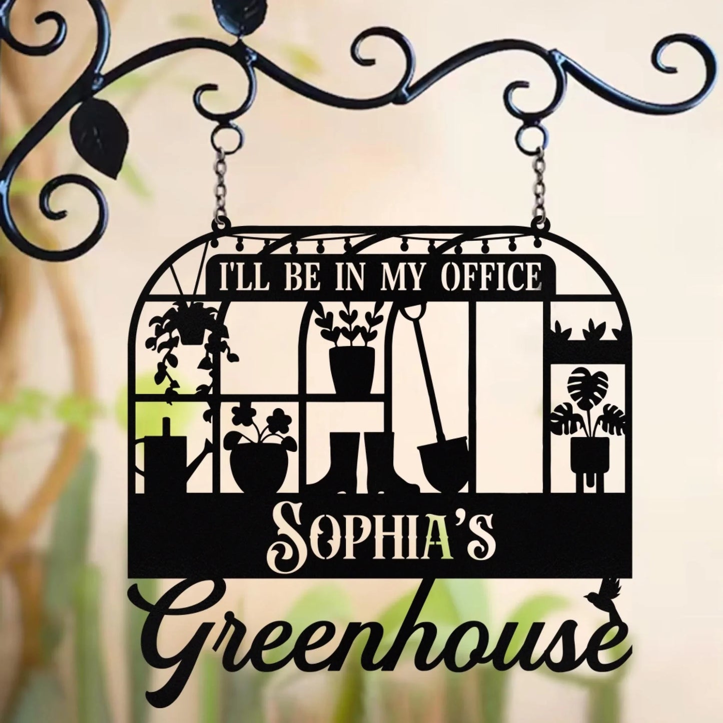 Personalized Greenhouse Metal Sign - Gift Idea For Garden Lover - I'll Be In My Office Greenhouse