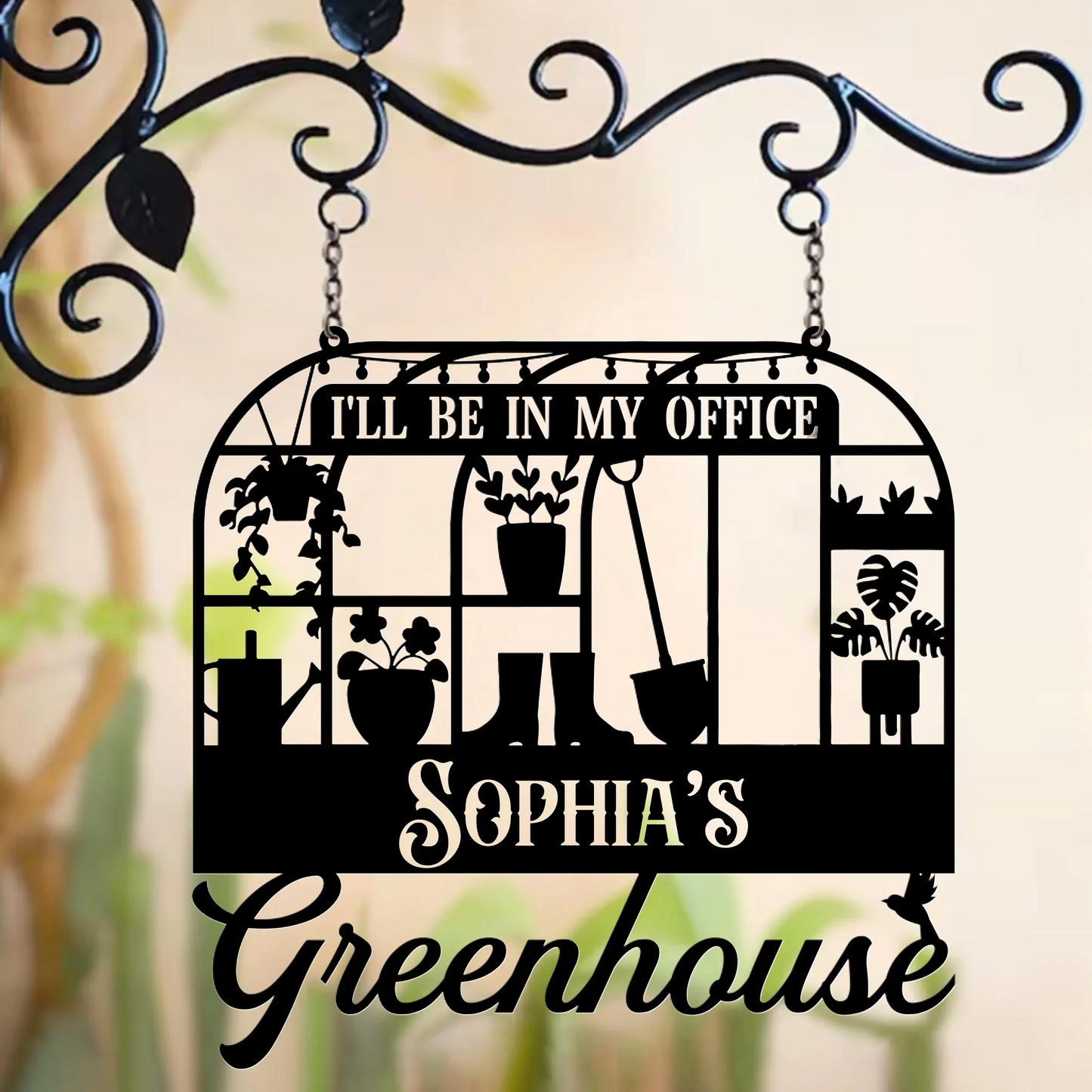 Personalized Greenhouse Metal Sign - Gift Idea For Garden Lover - I'll Be In My Office Greenhouse