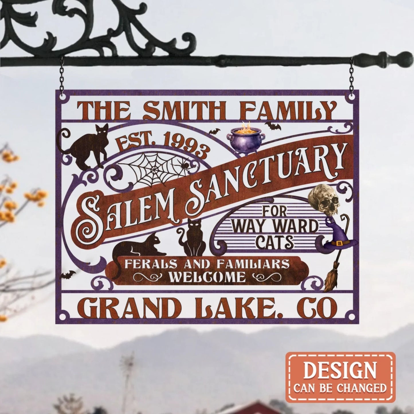Personalized Salem Sanctuary Metal Sign - Gift Idea For Witch Lover - Ferals And Familiars Welcome