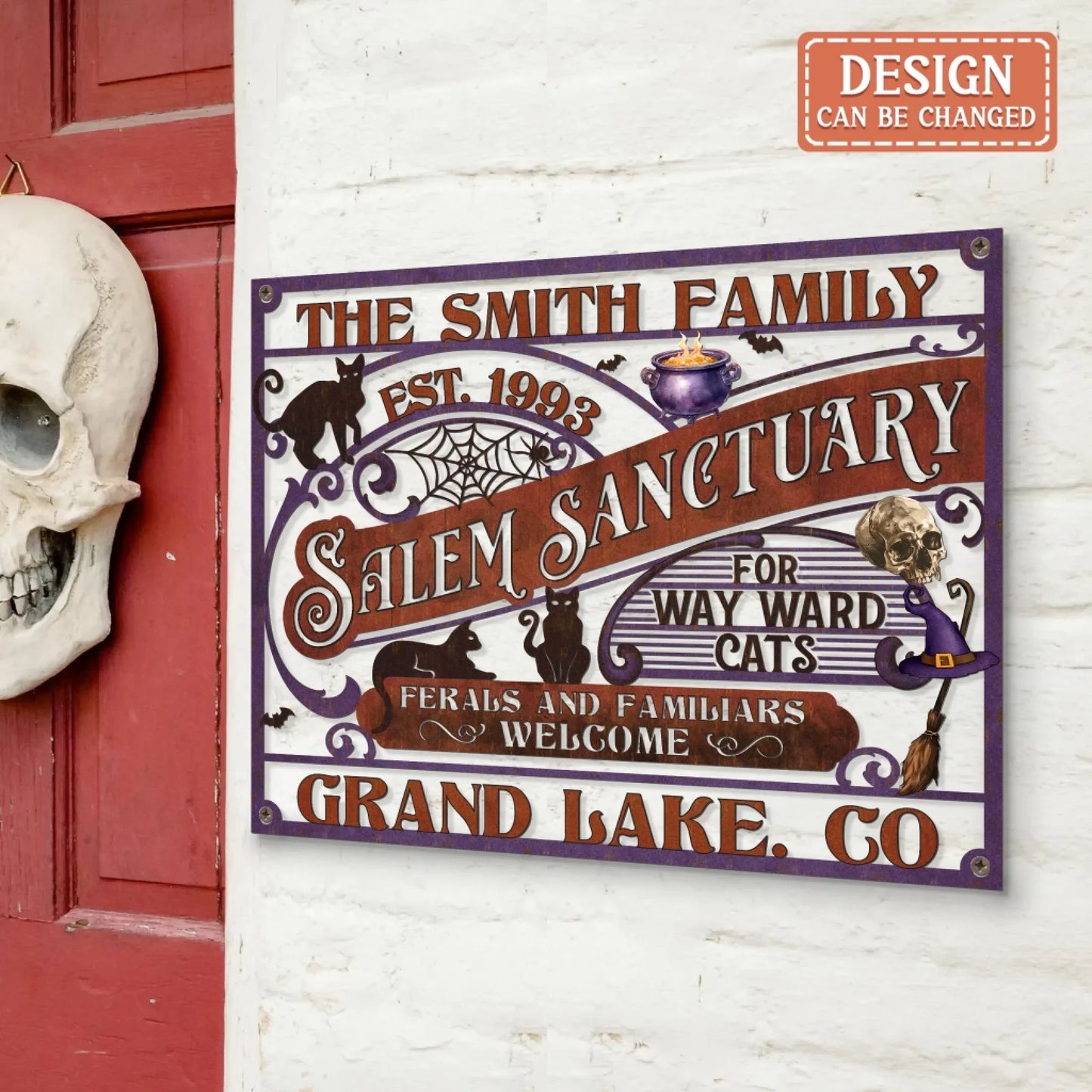 Personalized Salem Sanctuary Metal Sign - Gift Idea For Witch Lover - Ferals And Familiars Welcome