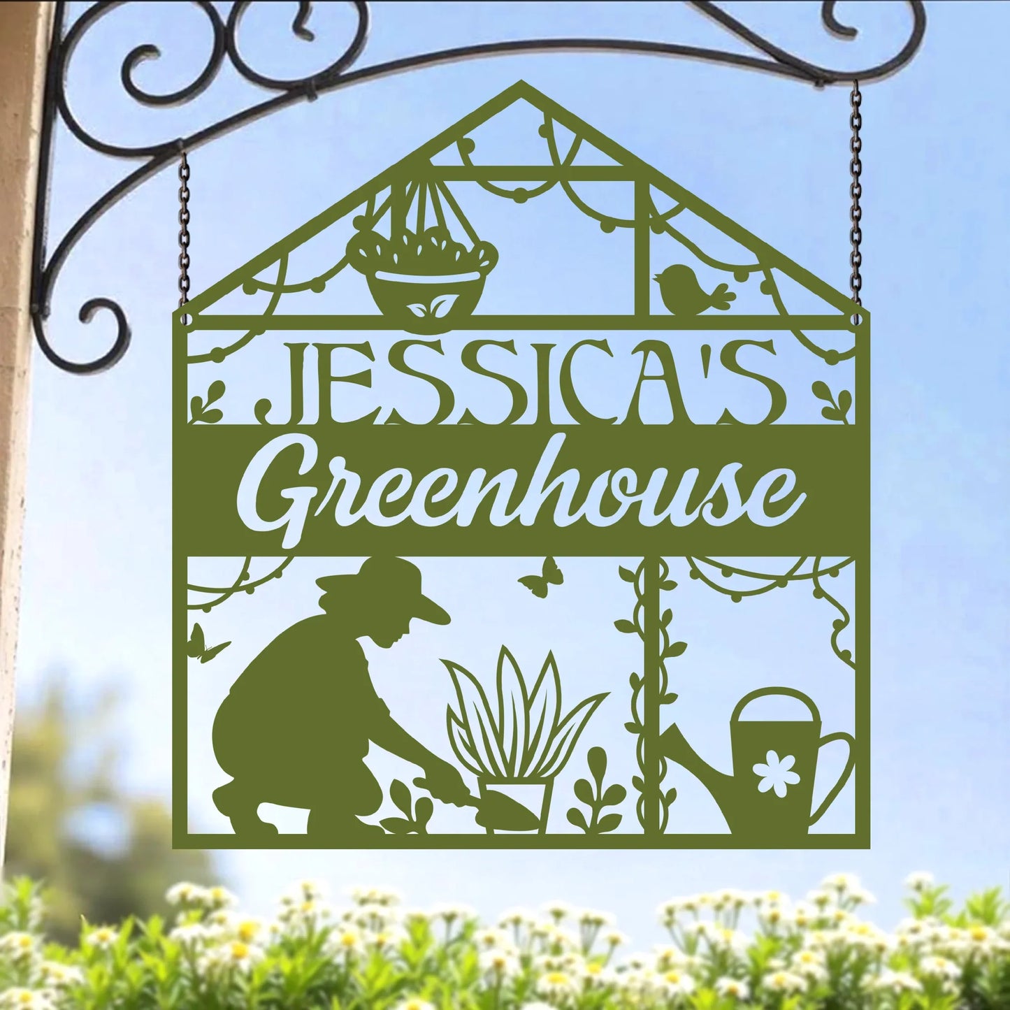 Personalized Greenhouse Metal Sign - Garden Decor - Gift Idea For Grandma/Mom/Garden Lover