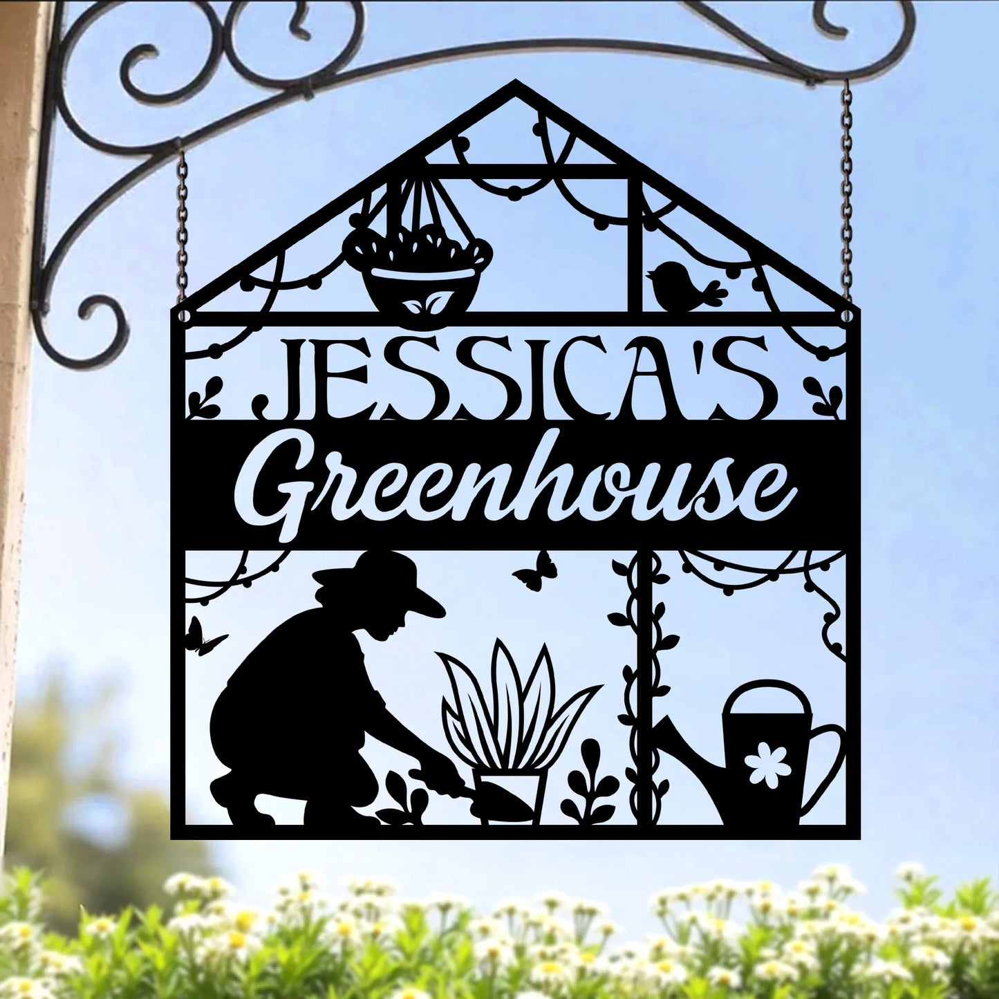 Personalized Greenhouse Metal Sign - Garden Decor - Gift Idea For Grandma/Mom