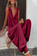 Red Wine Hooded Jumpsuit