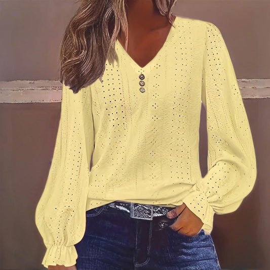 Plus Size Women's V-Neck Solid Top