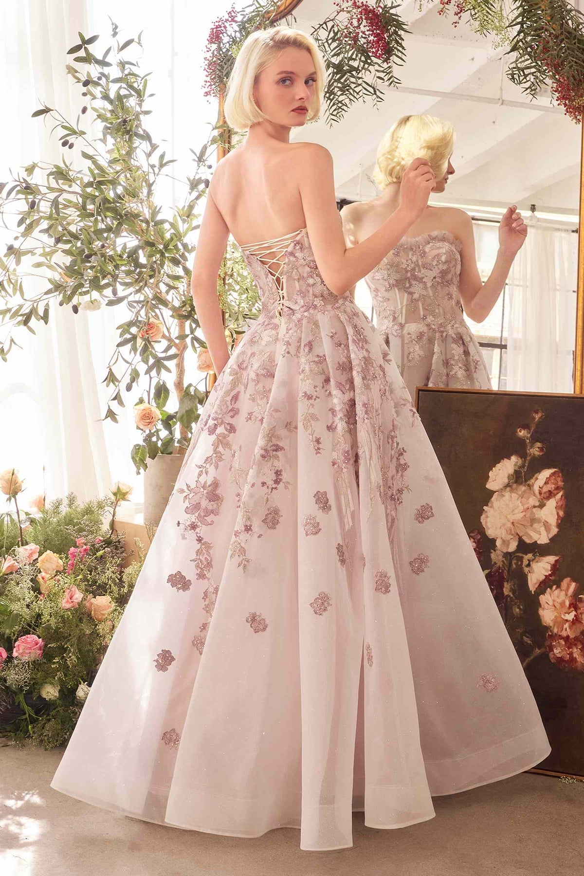 Andrea & Leo A1455 Dress Romance Embroidery A-Line Corset Gown