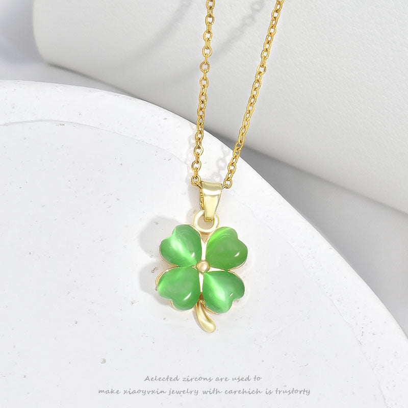Women's Opal Clover Fashionable Classic Elegant Light Luxury Simplicity Jewelry Set