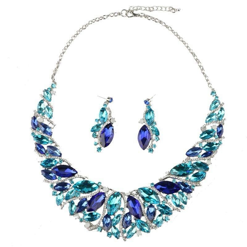Women's Exaggerated 2 Pcs Crystal Suite Bridal Jewelry Set