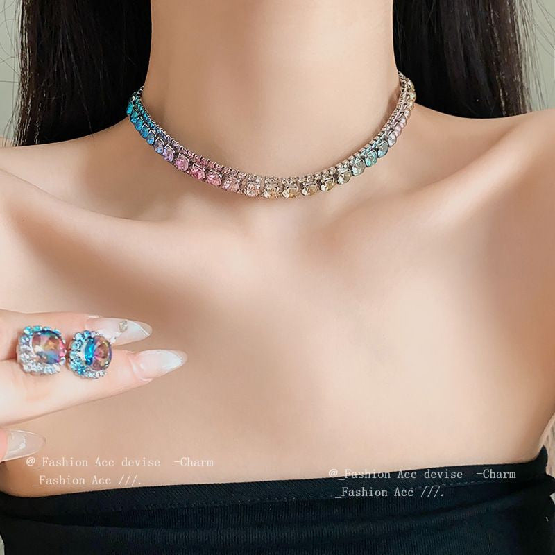 Women's Ear Light Luxury Minority Palace Style Clavicle Chain Vintage Court Jewelry Set