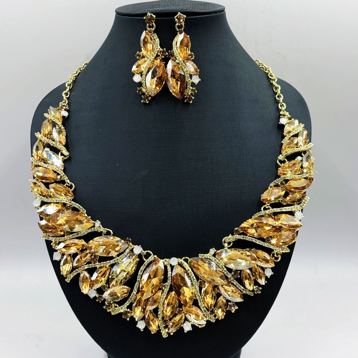 Women's Exaggerated 2 Pcs Crystal Suite Bridal Jewelry Set