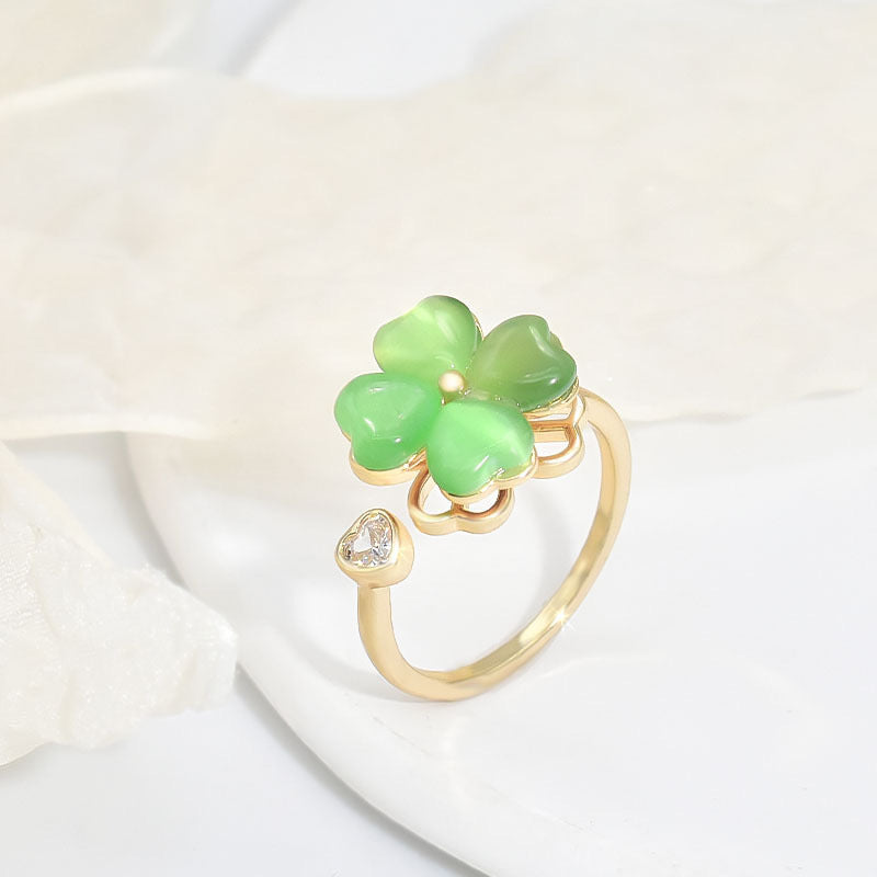 Women's Opal Clover Fashionable Classic Elegant Light Luxury Simplicity Jewelry Set