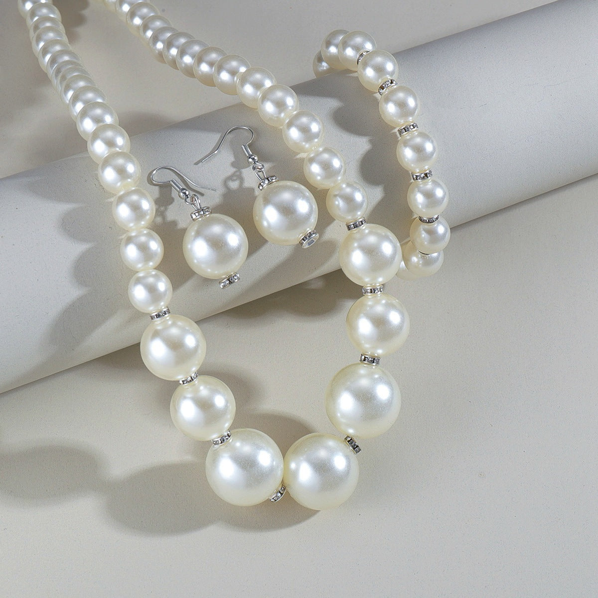 Large White Pearl Women Wedding Party Jewelry Set