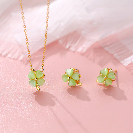 Women's Opal Clover Fashionable Classic Elegant Light Luxury Simplicity Jewelry Set