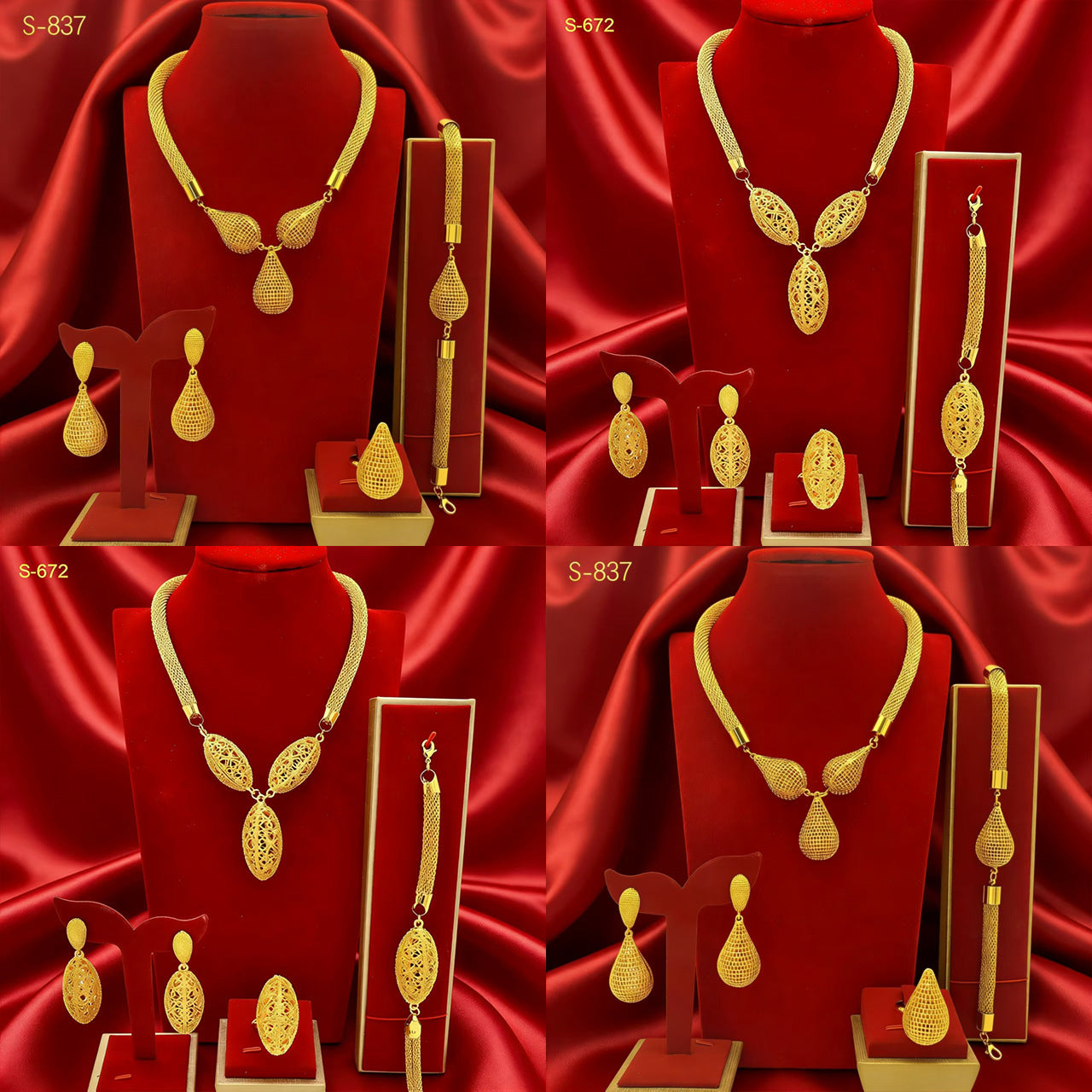 Women's Gold-plated Water Drop Banquet Wedding Imitation Jewelry Set