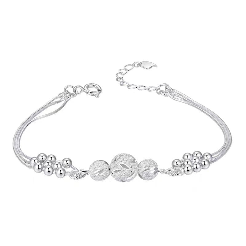 Women's Sier Lucky Beads Sterling Frosted Jewellery Bracelet