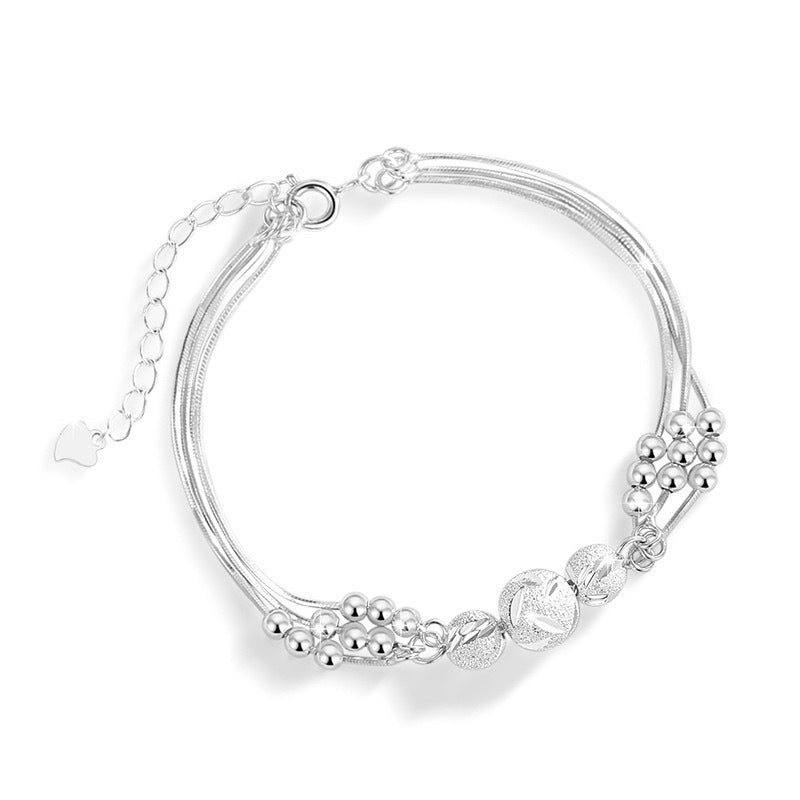 Women's Sier Lucky Beads Sterling Frosted Jewellery Bracelet