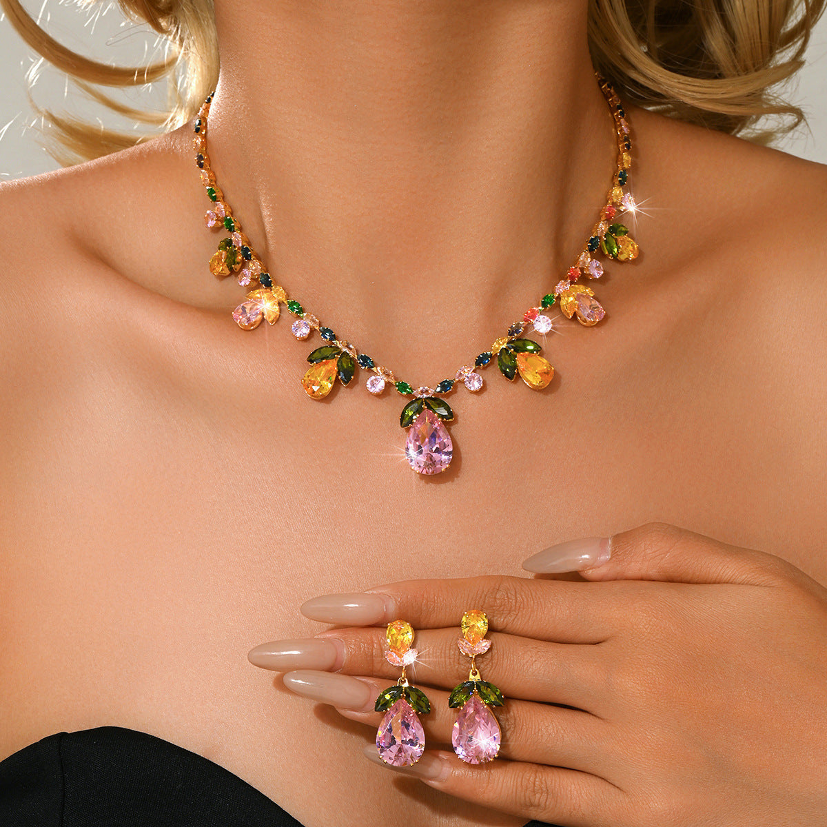 Women's Drops Leaves Suite High Sense Formal Jewelry Set