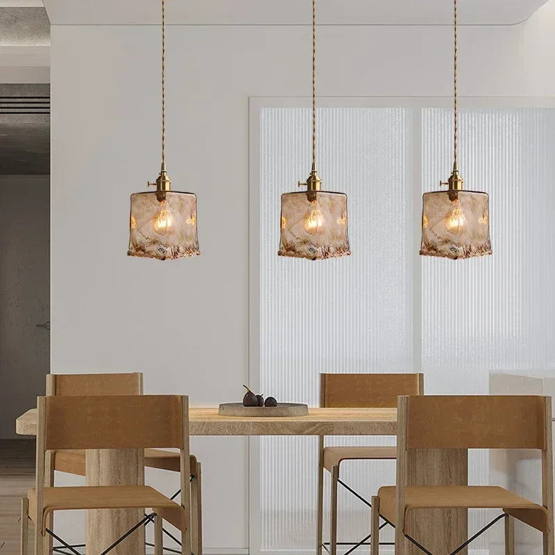 Amber Glass Pendant Lamp Japanese Style