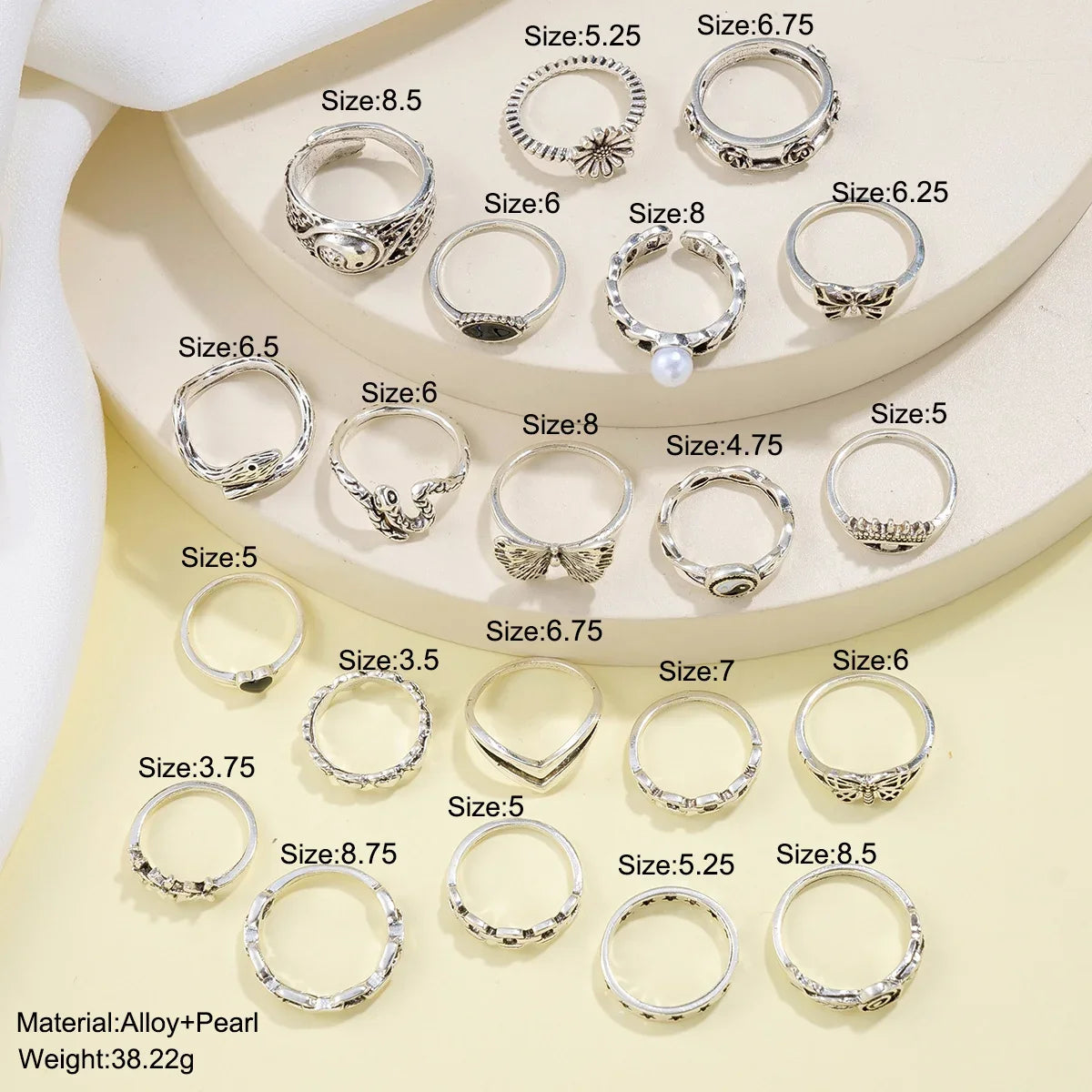 21 Pcs Gothic Rings Set for Women Fashion Simple Snake Butterfly Evil Eye Finger Ring Trendy Punk Jewelry Gifts 2024 New