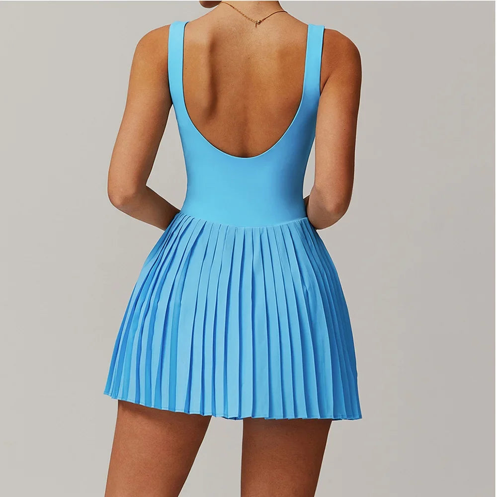 Tennis Jumpsuit with Pockets & Pleats