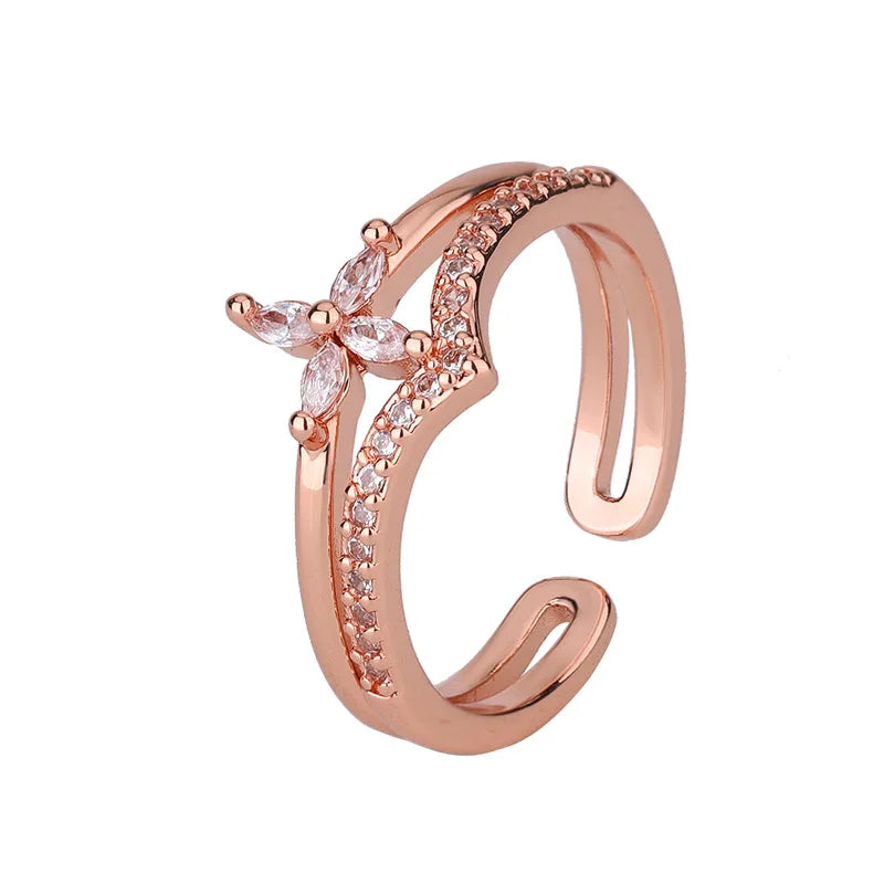925 Sterling Silver Flower Zircon Wedding Rings For Women Couple Elegant Luxury Jewelry Wedding Argent 925 Jewellery