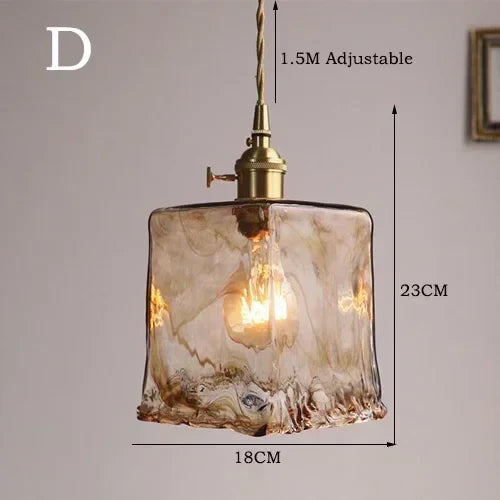 Amber Glass Pendant Lamp Japanese Style