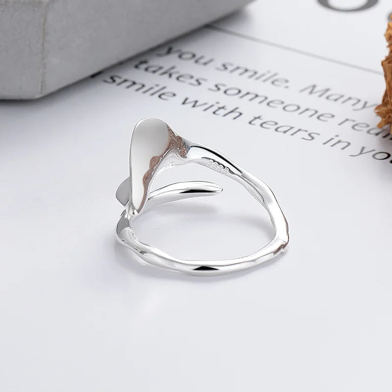 925 Sterling Silver Smooth Surface Leaf Rings For Women Couple Engagement Jewelry Accessories Wholesale Argent 925 Jewellery