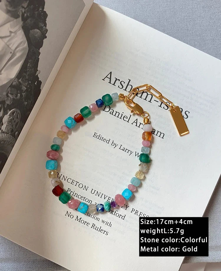 Imitate Colorful Natural Stone Beaded Necklace | Women's Sweet Fashion Jewelry Set with Pendant