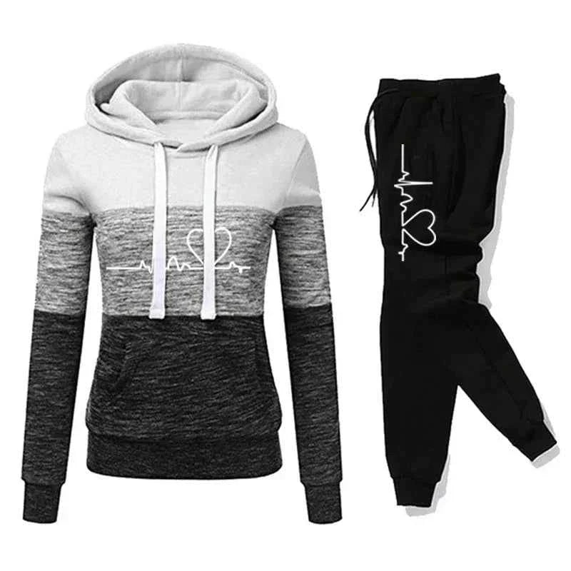 Women’s Colorblock Hooded Tracksuit Set S-3XL