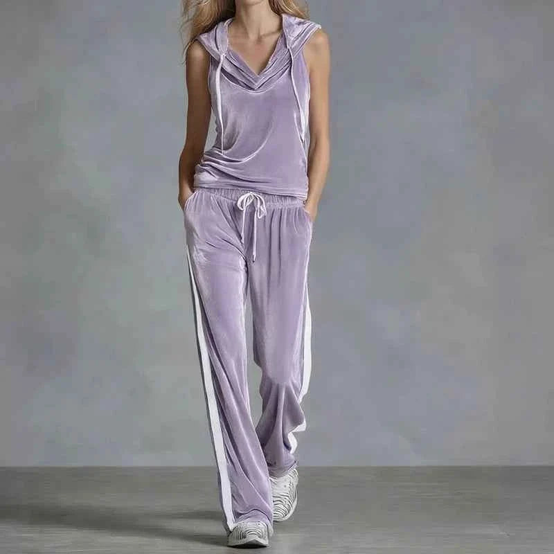 Summer Casual Women's Velvet Tracksuit Set