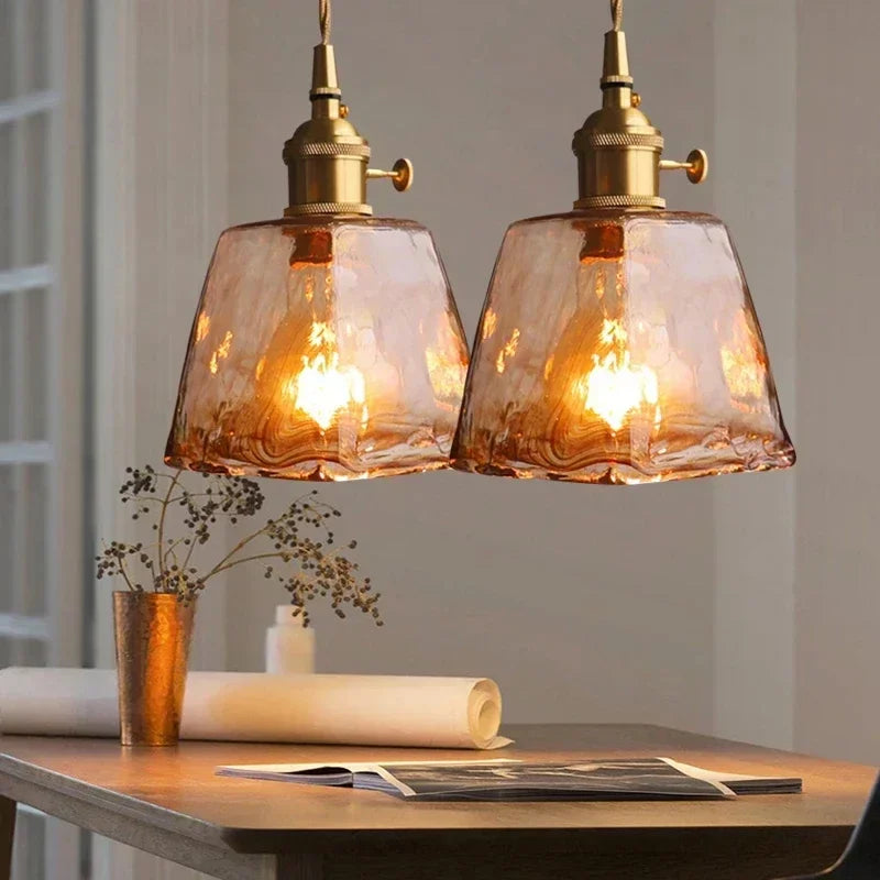 Amber Glass Pendant Lamp Japanese Style