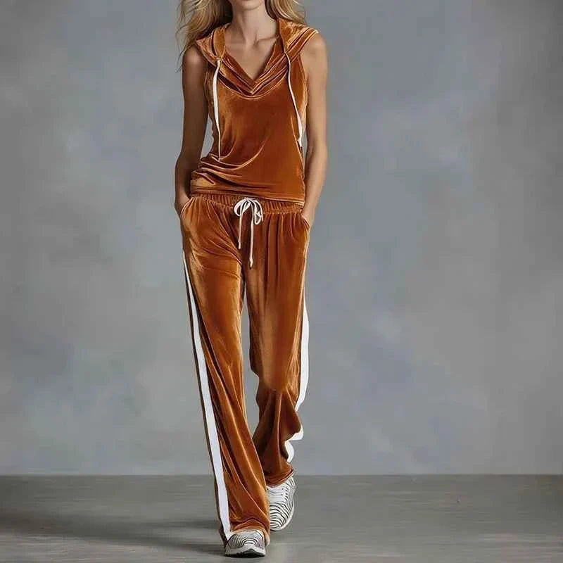 Summer Casual Women's Velvet Tracksuit Set