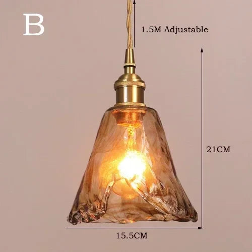 Amber Glass Pendant Lamp Japanese Style
