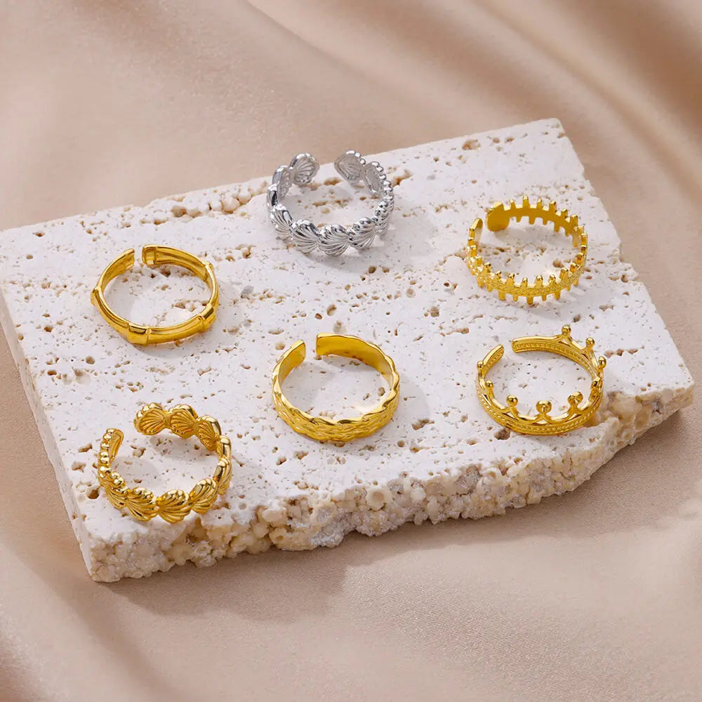 Shell Rings for Women Gold Plated Stainless Steel Rings Finger Chunky Wedding Statement Jewelry Shell Ring Trend Gift anillos
